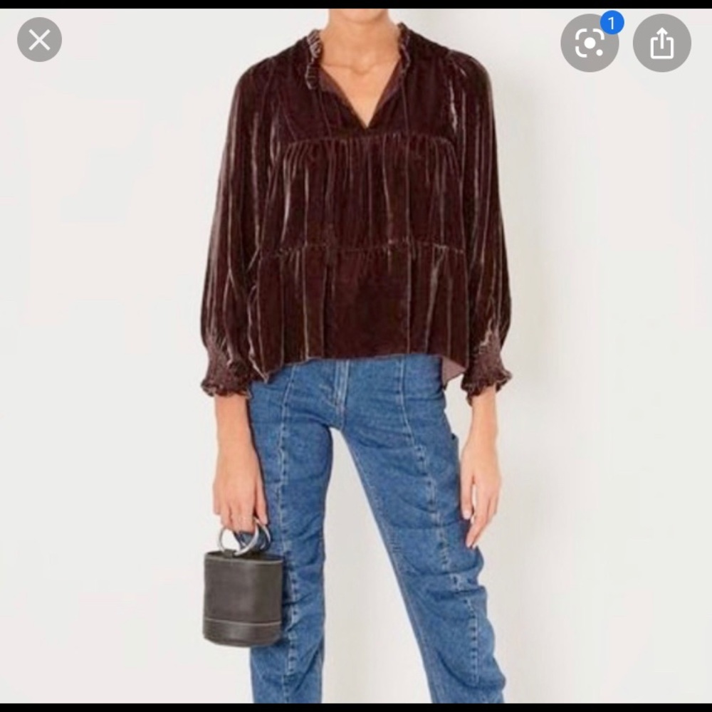 ULLA JOHNSON mauve velvet top